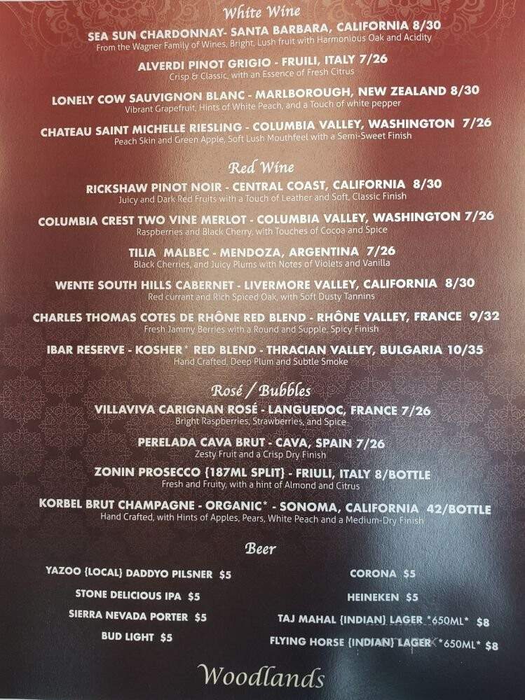 Woodlands Indian Vegetarian - Nashville, TN menu_pic