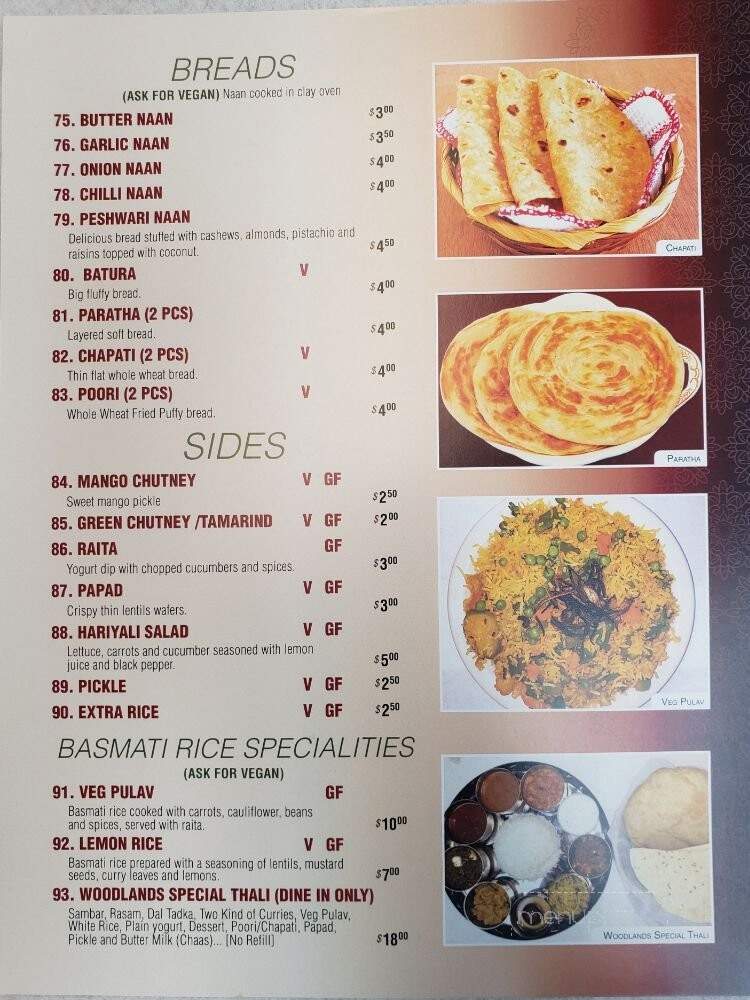 Woodlands Indian Vegetarian - Nashville, TN menu_pic