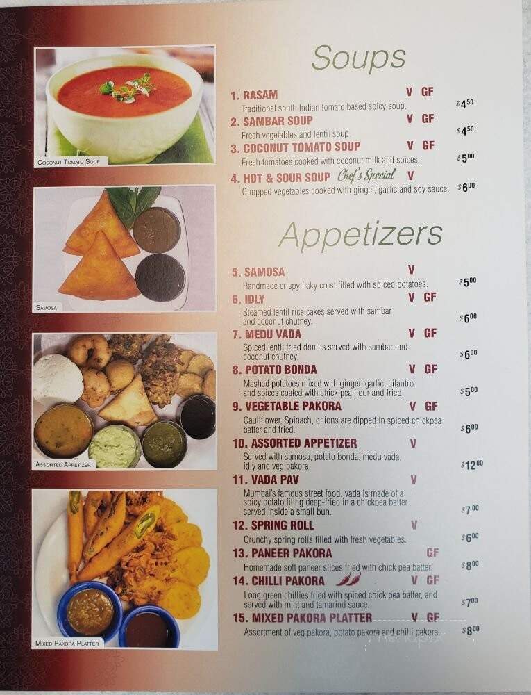 Woodlands Indian Vegetarian - Nashville, TN menu_pic