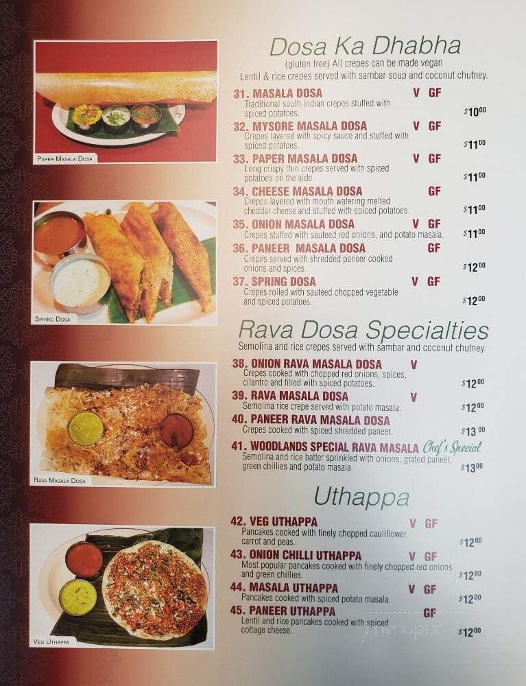 Woodlands Indian Vegetarian - Nashville, TN menu_pic