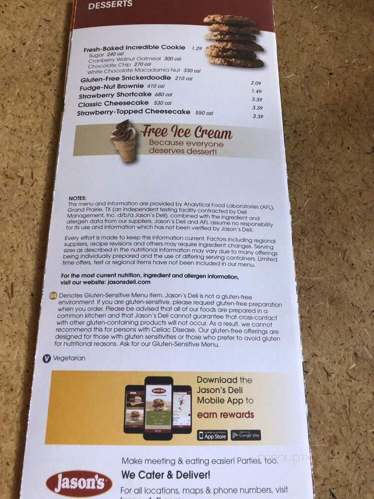 Jason's Deli - Murfreesboro, TN menu_pic