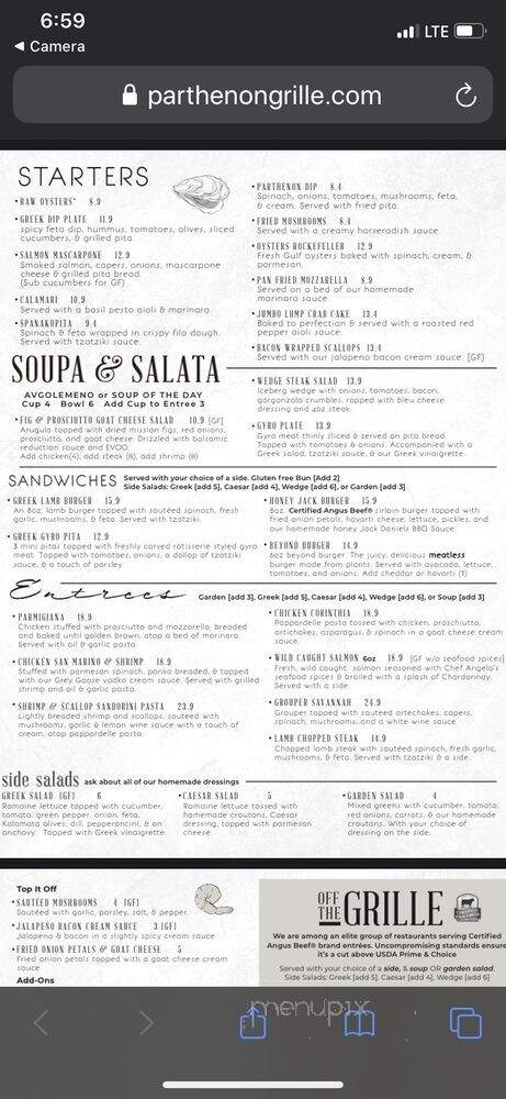 Parthenon Steakhouse - Murfreesboro, TN menu_pic