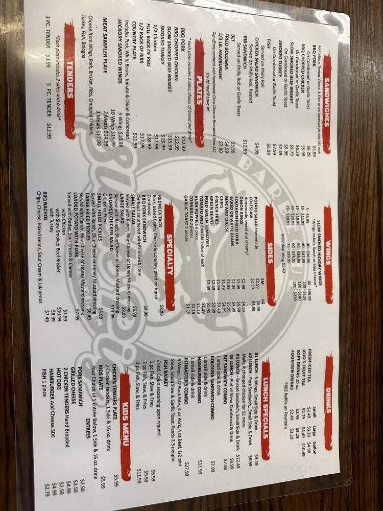 Slick Pig Bar-B-Q - Murfreesboro, TN menu_pic