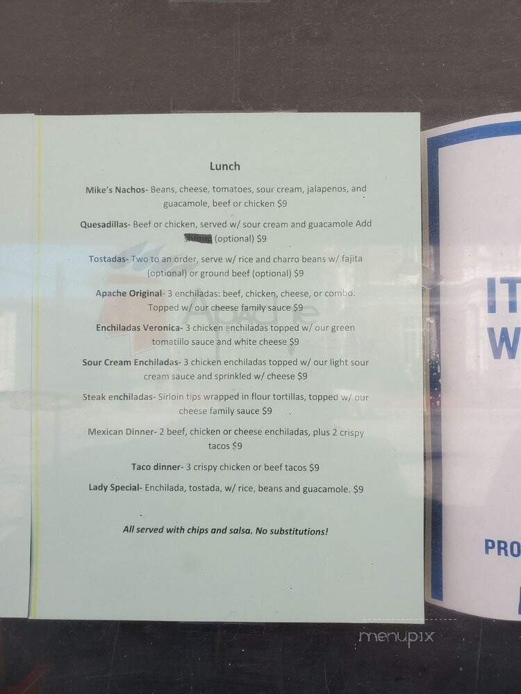 Apache Mexican Cuisine - Galveston, TX menu_pic