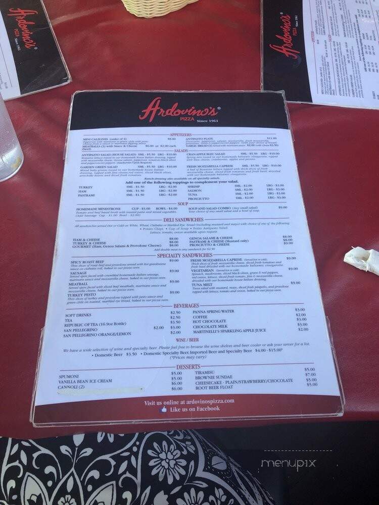 Ardovino's - El Paso, TX menu_pic