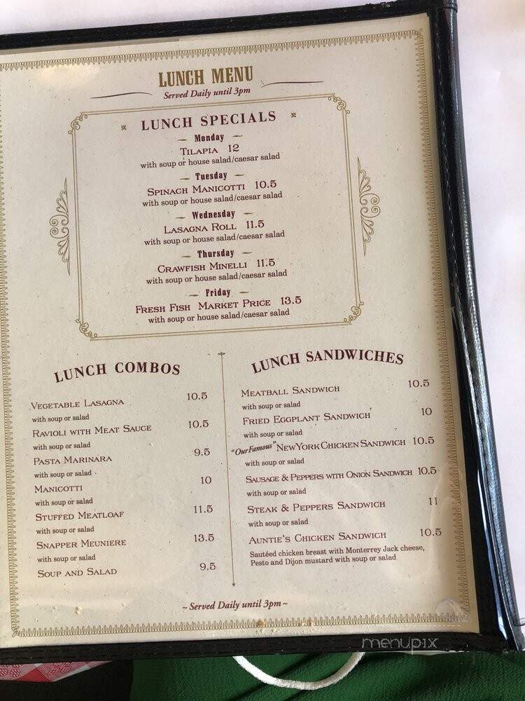 Aunti-Pasto's Restaurant - Bellaire, TX menu_pic