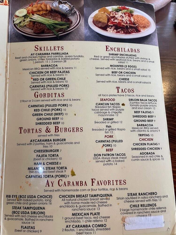 Ay Caramba - El Paso, TX menu_pic