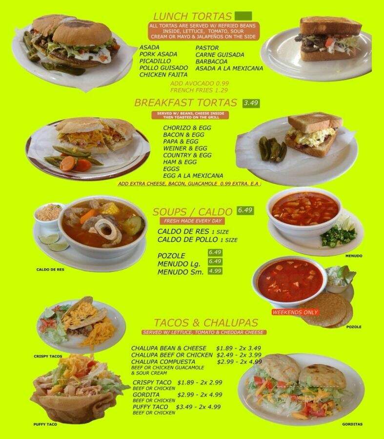 B J's Taqueria - San Antonio, TX menu_pic