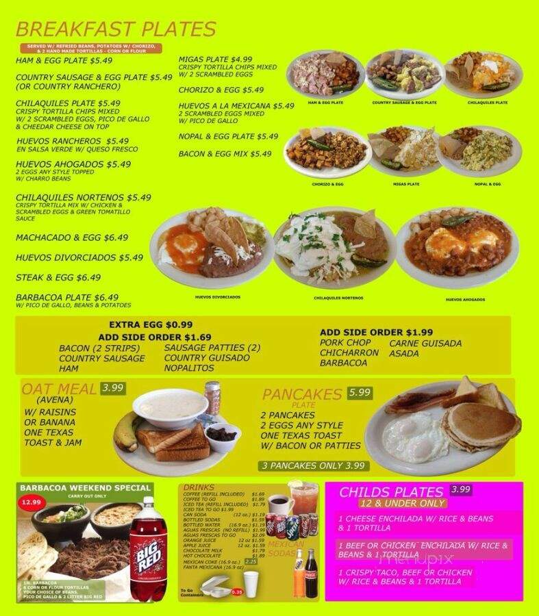 B J's Taqueria - San Antonio, TX menu_pic