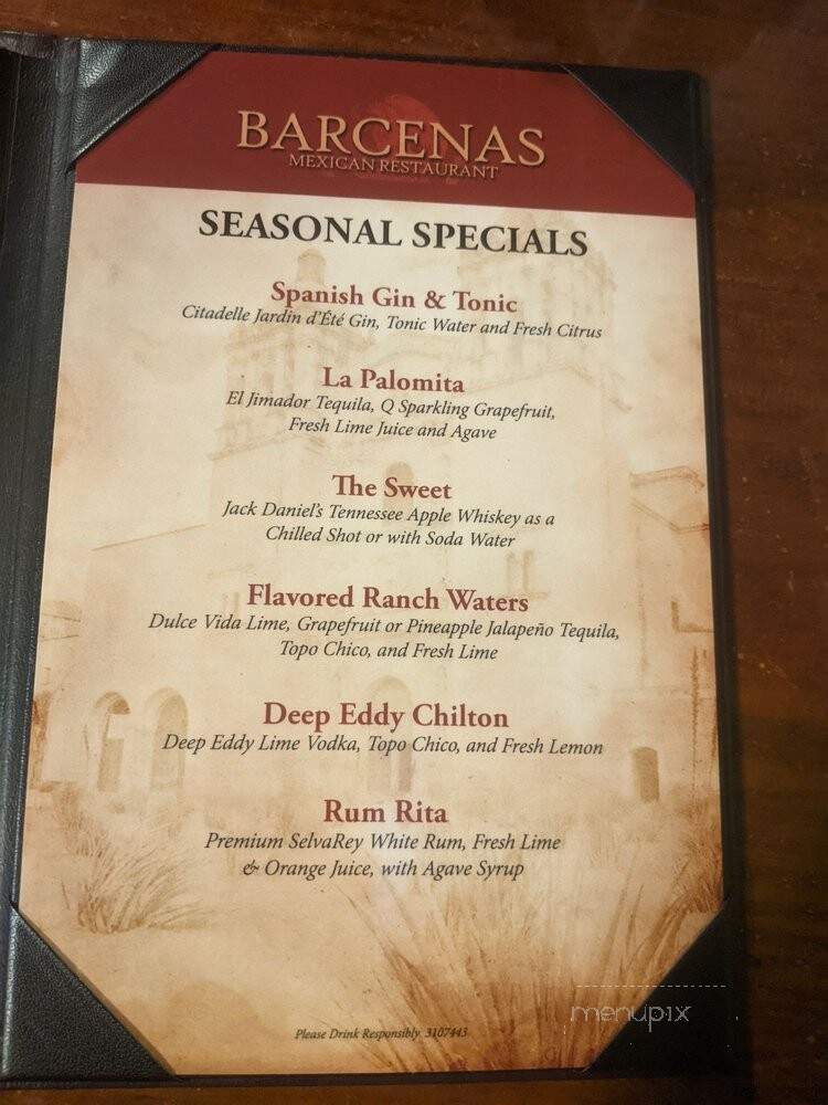 Barcena's Mexican Restaurant - Friendswood, TX menu_pic