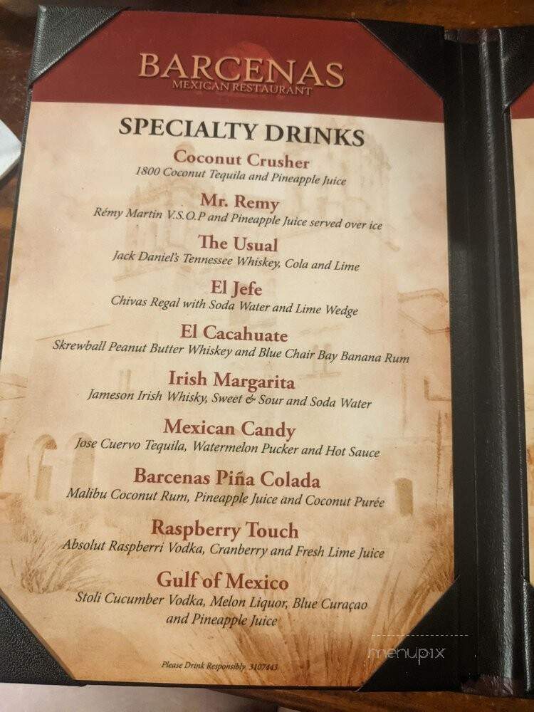 Barcena's Mexican Restaurant - Friendswood, TX menu_pic