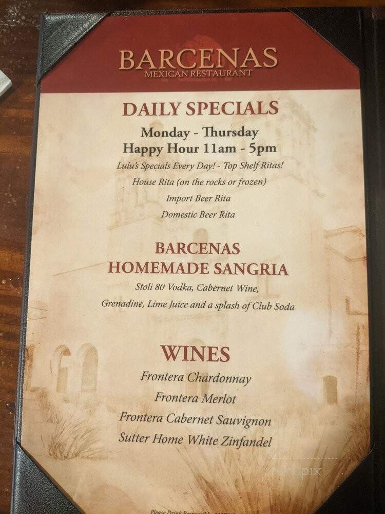 Barcena's Mexican Restaurant - Friendswood, TX menu_pic