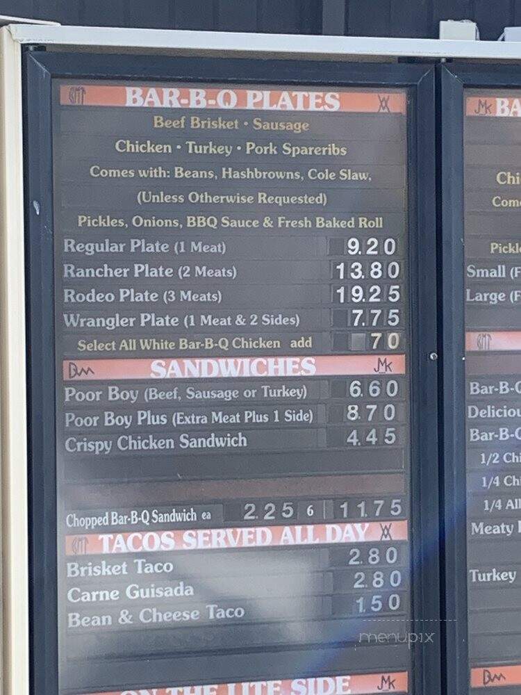 Bill Miller Bar-B-Q - San Antonio, TX menu_pic
