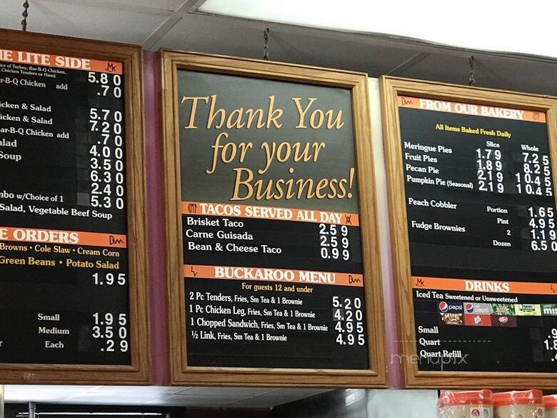 Bill Miller Bar-B-Q - San Antonio, TX menu_pic