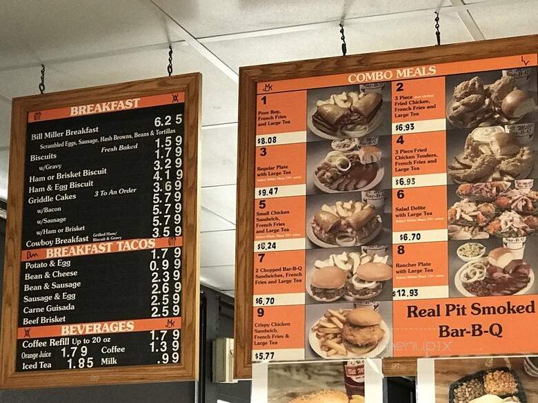 Bill Miller Bar-B-Q - San Antonio, TX menu_pic