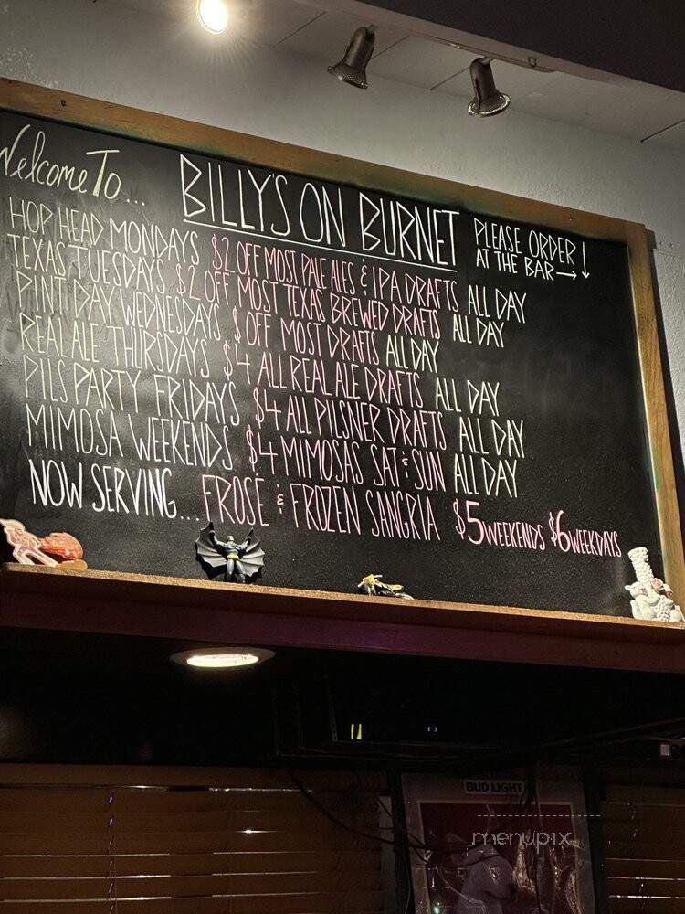 Billy's On Burnet - Austin, TX menu_pic