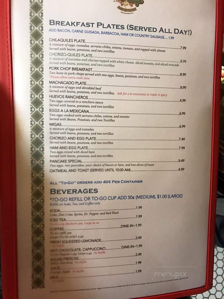 Blanco Cafe - San Antonio, TX menu_pic