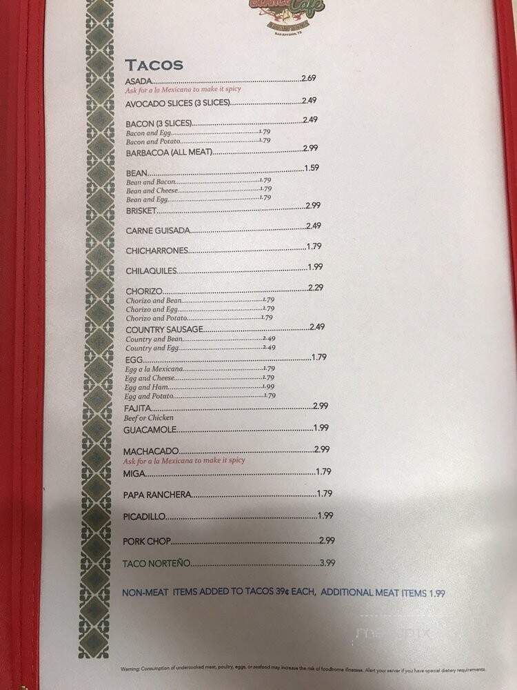 Blanco Cafe - San Antonio, TX menu_pic
