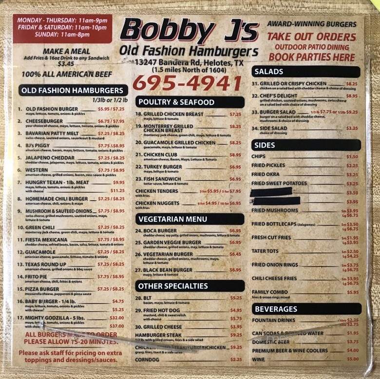 Bobby J's Old Fashioned Hmbrgr - Helotes, TX