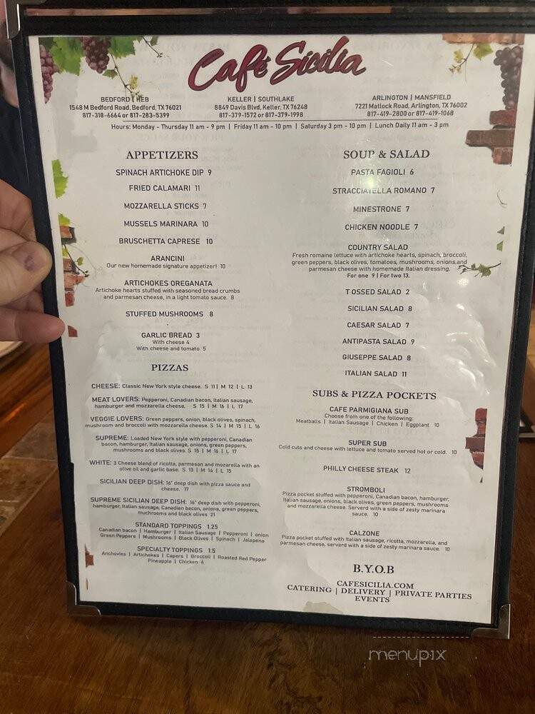 Cafe Sicilia - Bedford, TX menu_pic