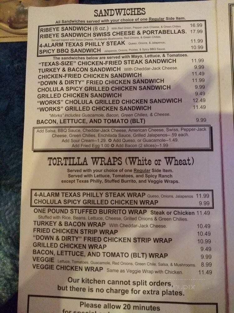 Caprock Cafe - Lubbock, TX menu_pic
