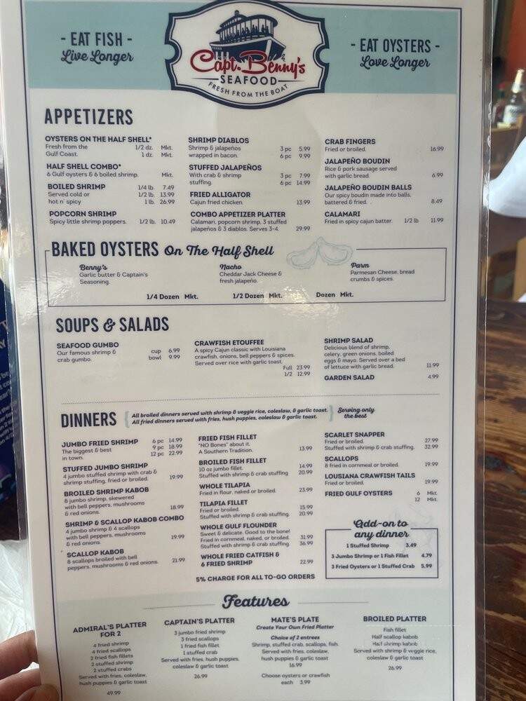 Captain's Seafood & Oyster Bar - Austin, TX menu_pic