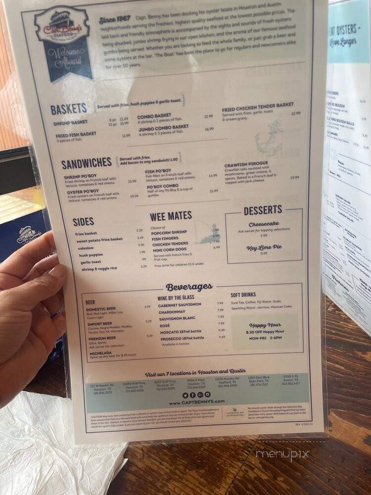 Captain's Seafood & Oyster Bar - Austin, TX menu_pic