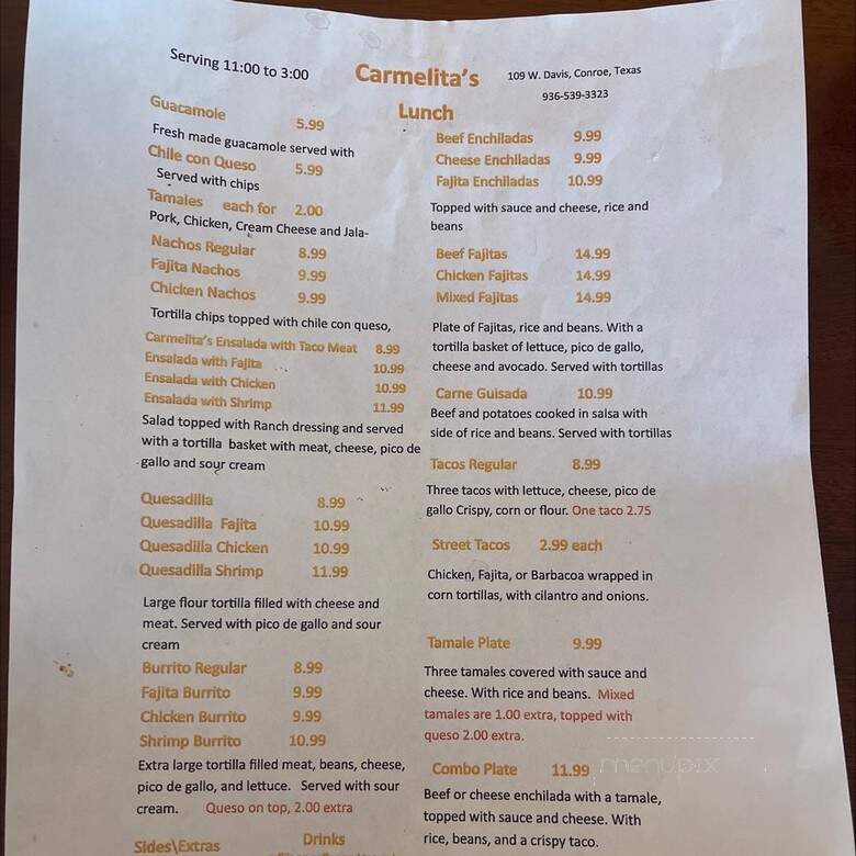 Carmelita's Restaurant - Conroe, TX menu_pic
