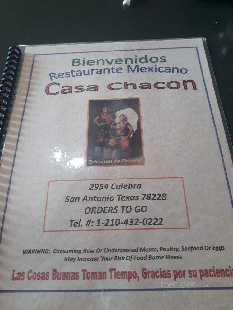 Casa Chacon - San Antonio, TX menu_pic