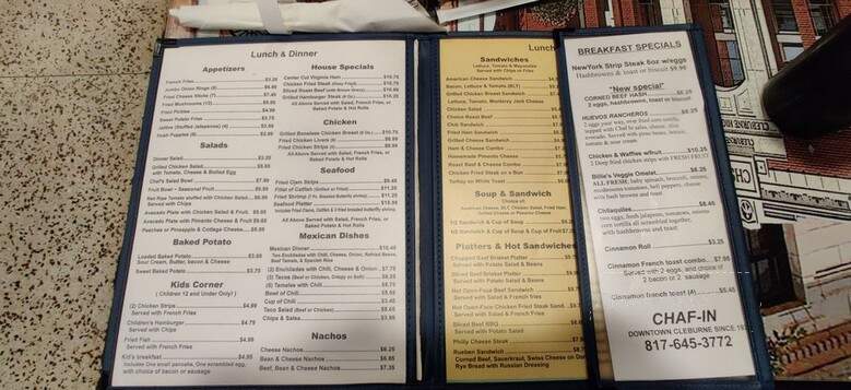 Chaf In Restaurant - Cleburne, TX menu_pic