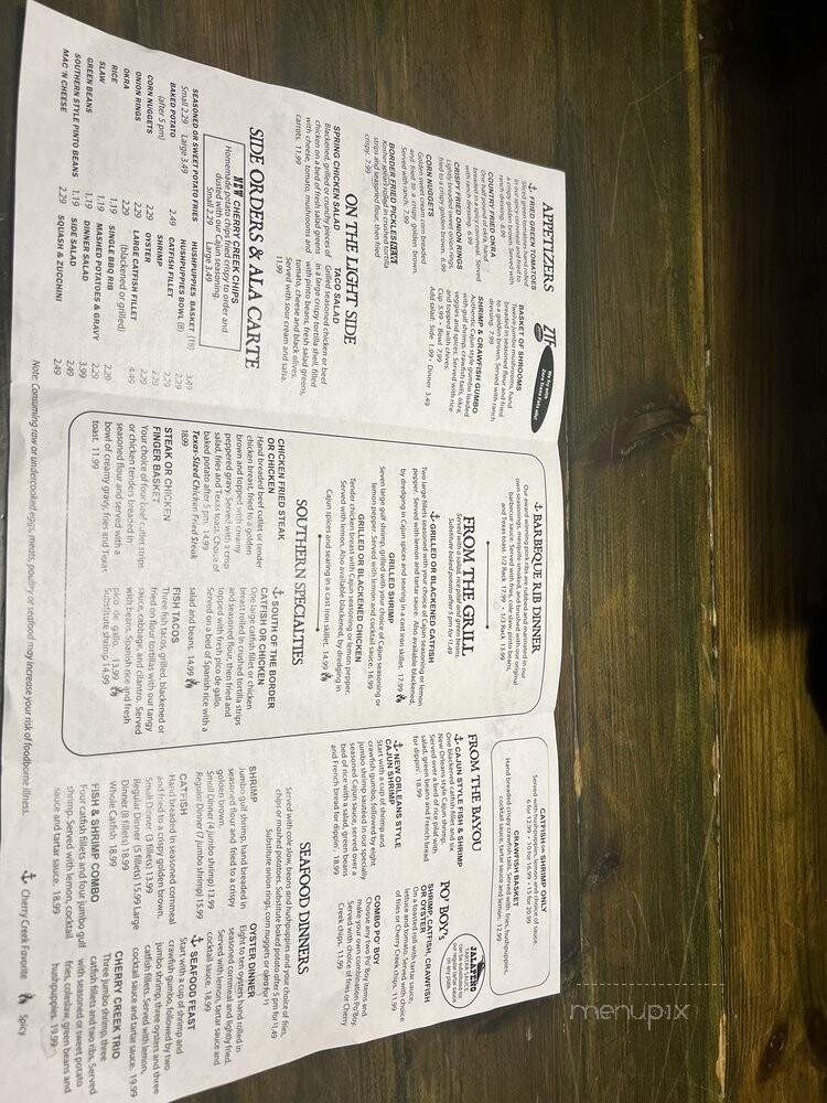 Cherry Creek Catfish Restaurant - Austin, TX menu_pic