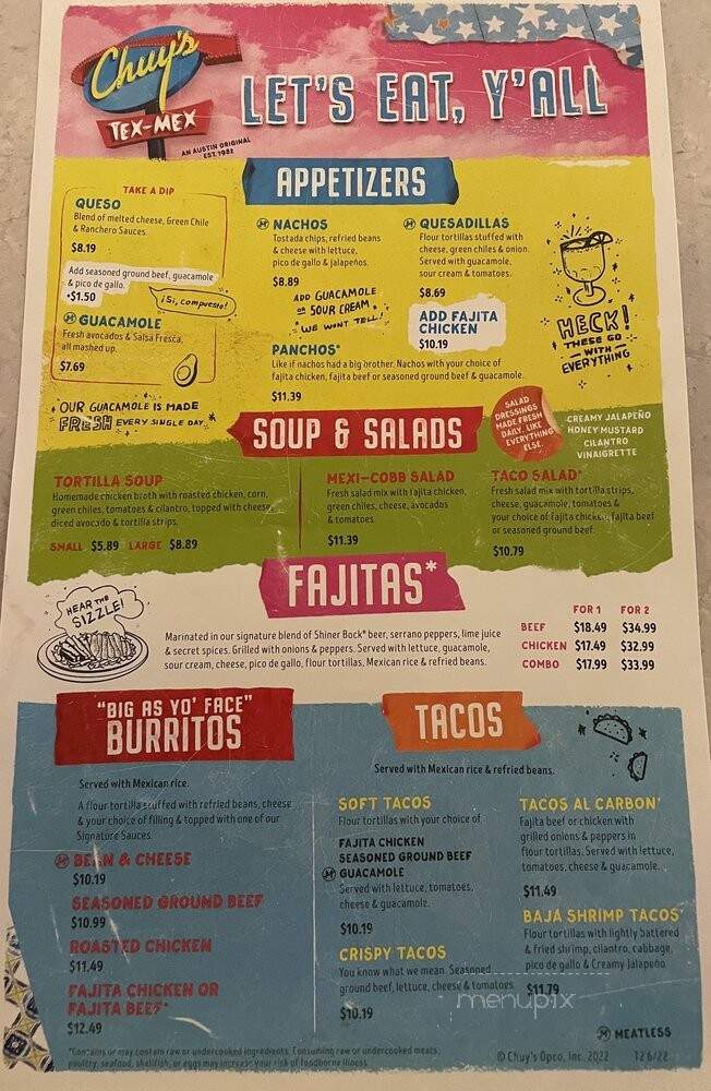 Chuy's - Austin, TX menu_pic