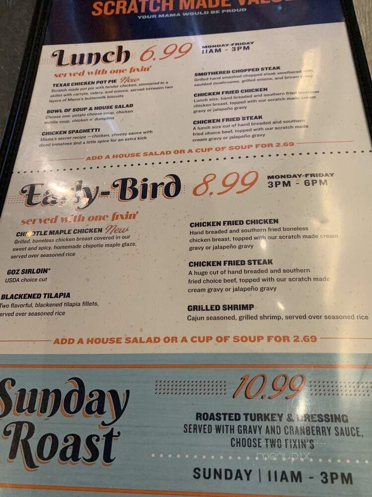 Cotton Patch Cafe - Weatherford, TX menu_pic