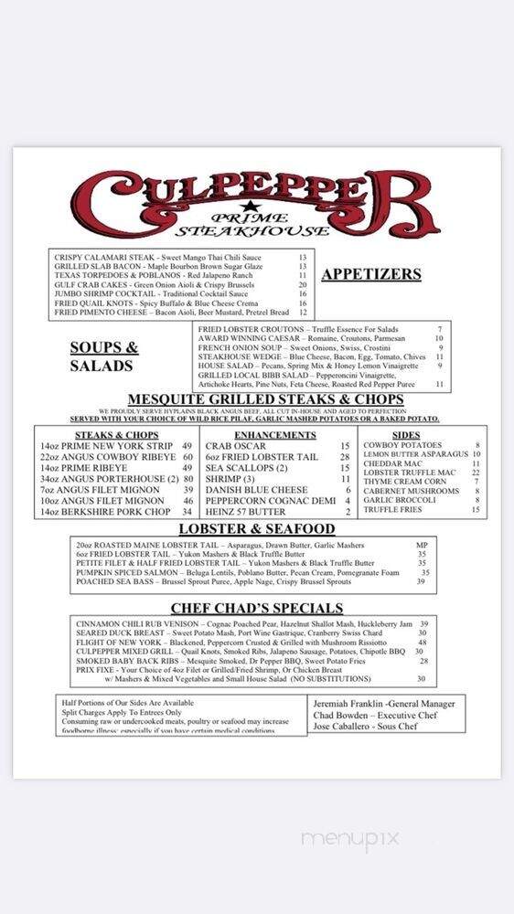Culpepper Steakhouse - Rockwall, TX menu_pic