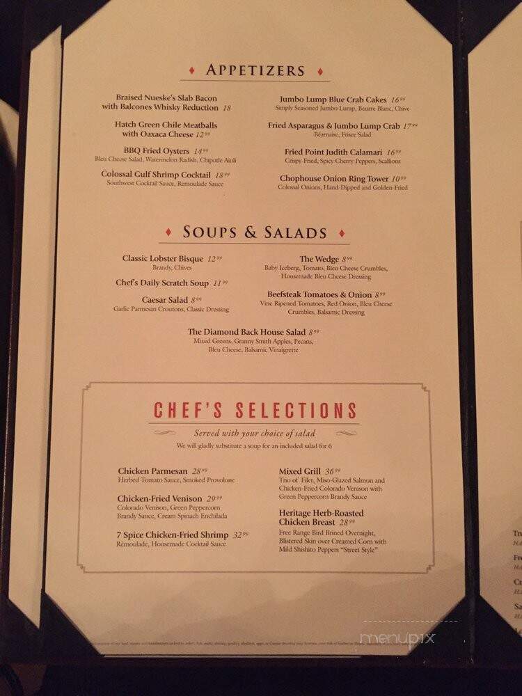 Diamond Backs - Waco, TX menu_pic