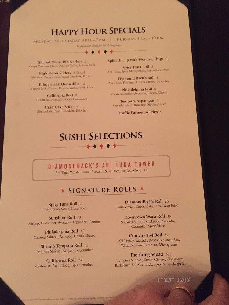 Diamond Backs - Waco, TX menu_pic
