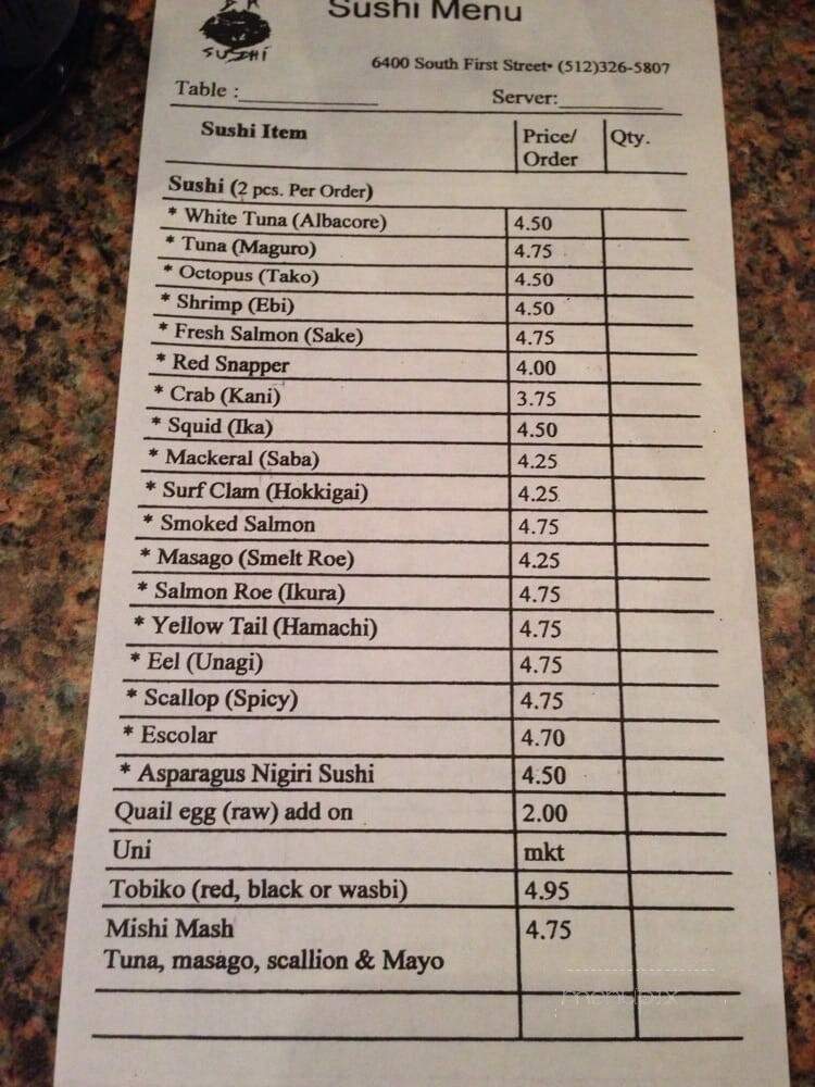 DK Sushi Bar & Seoul Restaurant - Austin, TX menu_pic