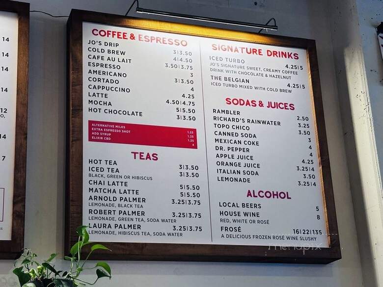 Downtown Jo's Coffee Shop - Austin, TX menu_pic