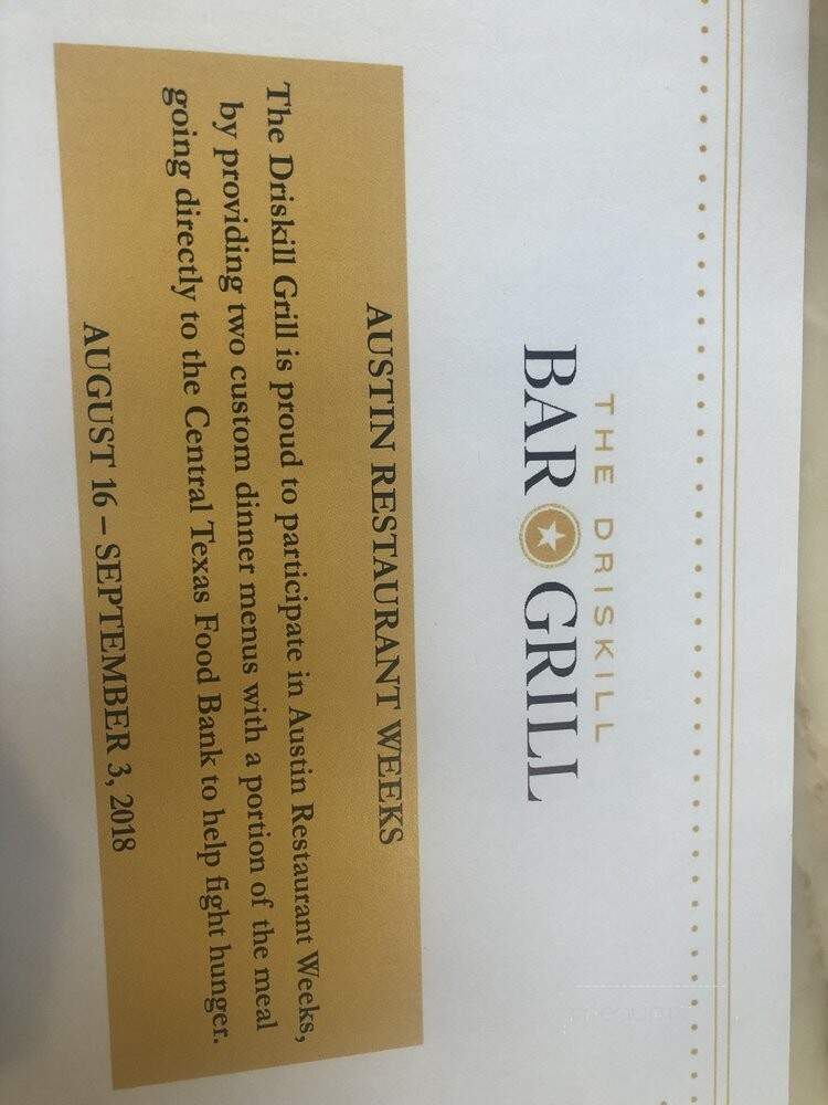 Driskill Grill - Austin, TX menu_pic