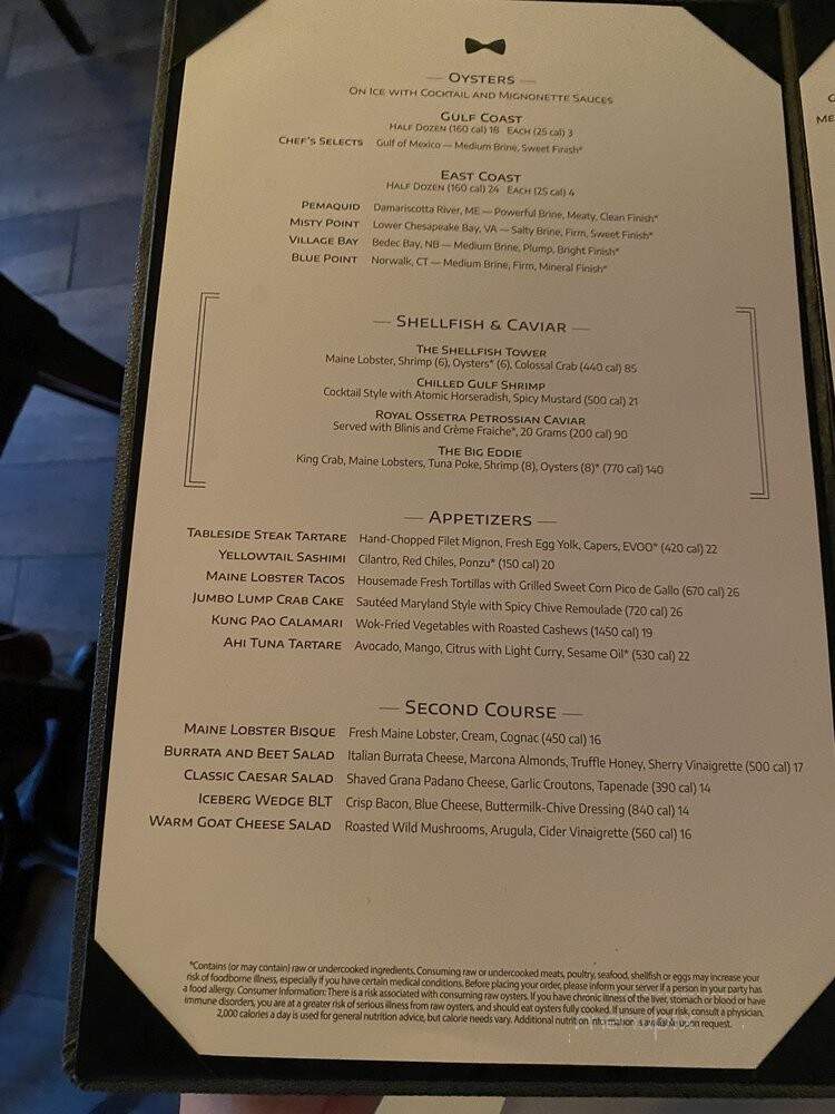 Eddie V's Edgewater Grille - Austin, TX menu_pic