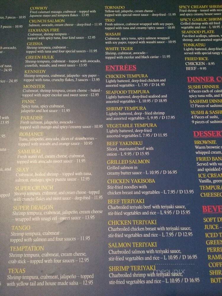 Edohana Sushi - Flower Mound, TX menu_pic