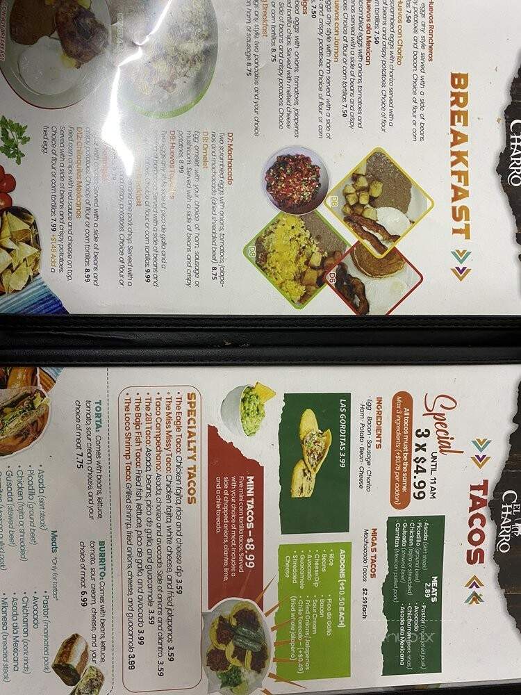 El Charro Restaurant - Johnson City, TX menu_pic