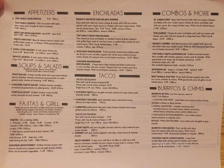 El Chico Cafe - Abilene, TX menu_pic