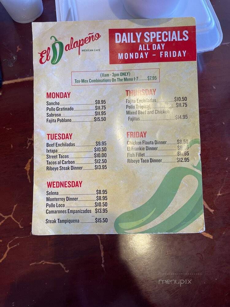 El Jalapeno Mexician Cafe - Humble, TX menu_pic