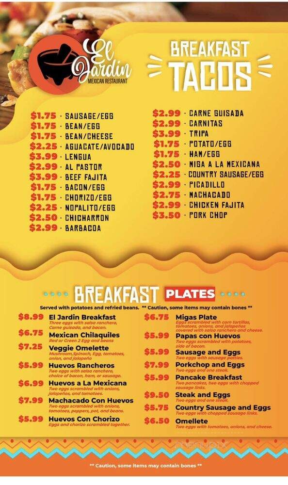 El Jardin Mexican Restaurant - New Braunfels, TX menu_pic