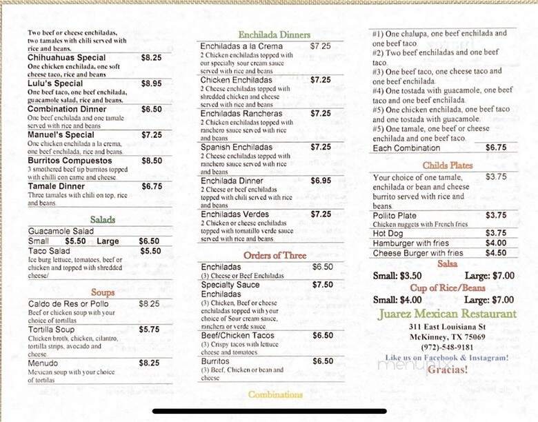 El Juarez Mexican Restaurant - Mckinney, TX menu_pic
