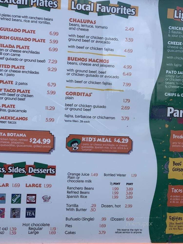 El Pato Mexican Food - Harlingen, TX menu_pic