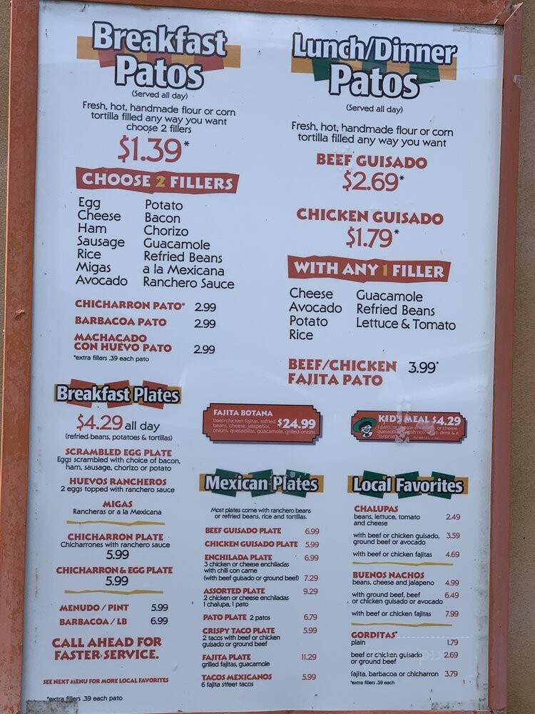 El Pato Mexican Food - Harlingen, TX menu_pic