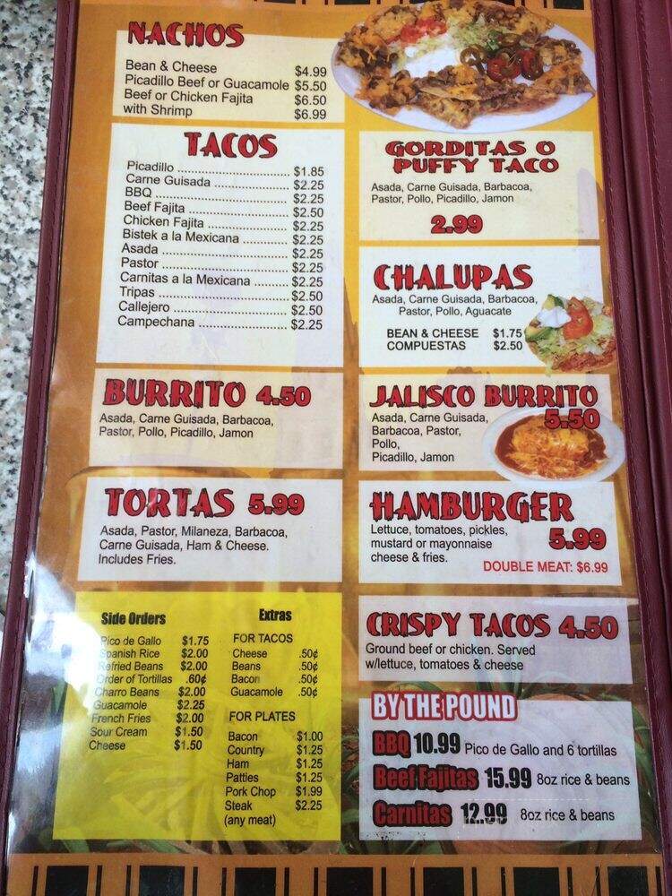 El Sabrosito Jalisco Restaurant - San Antonio, TX menu_pic