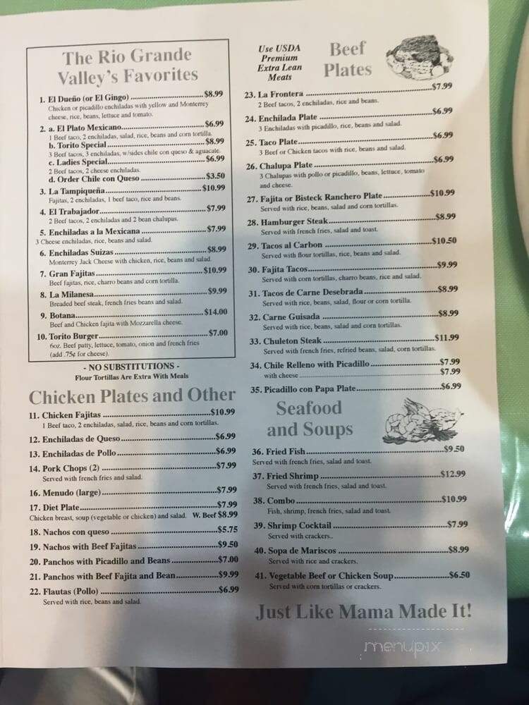 El Torito Mexican Grill - Brownsville, TX menu_pic